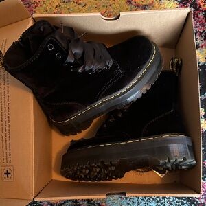 Dr. Martens Black Velvet Ankle Boots